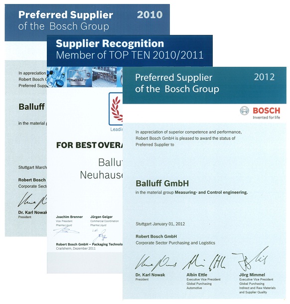 Balluff receives third recognition from Bosch